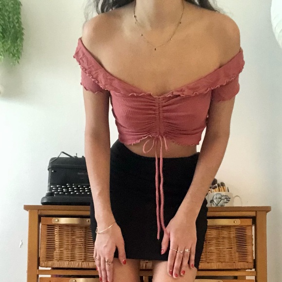 Off Shoulder Pink Fairycore Crop Top - Picture 2 of 3